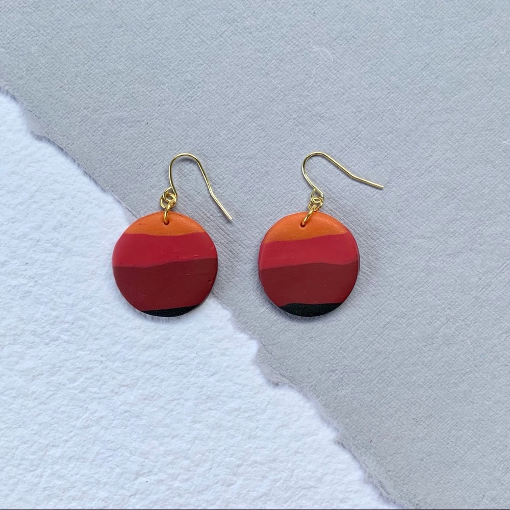 Abstract Sunset Handmade Circle Earrings